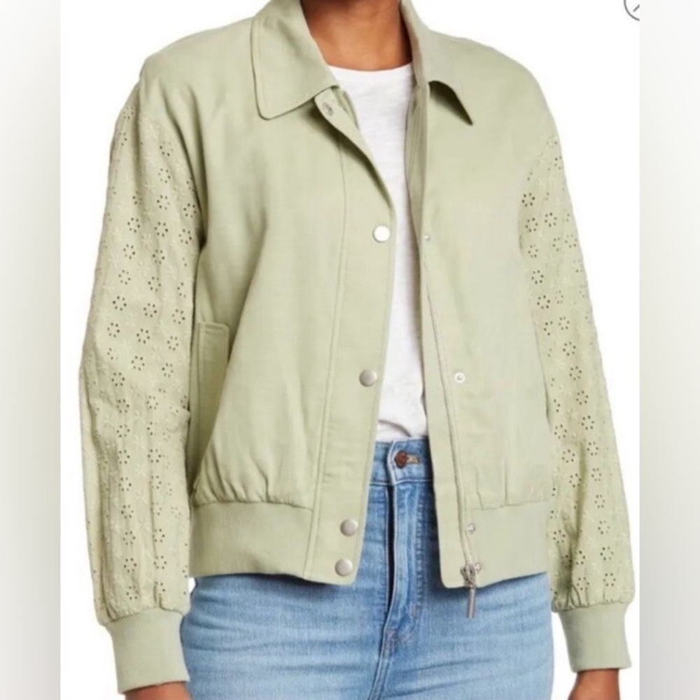 7 FOR ALL MANKIND EYELET SLEEVE BOMBER